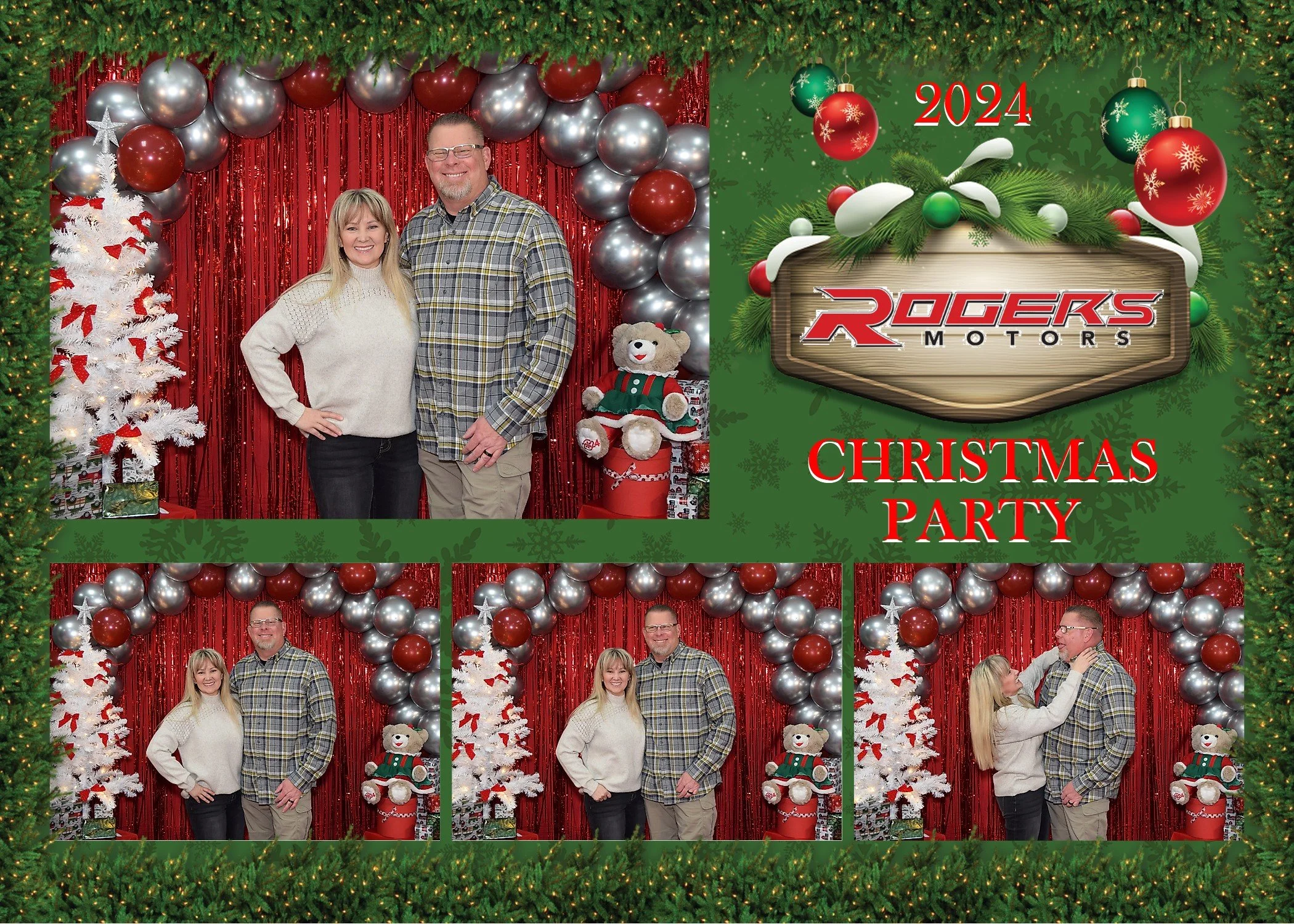 People in front of a photobooth backdrop.