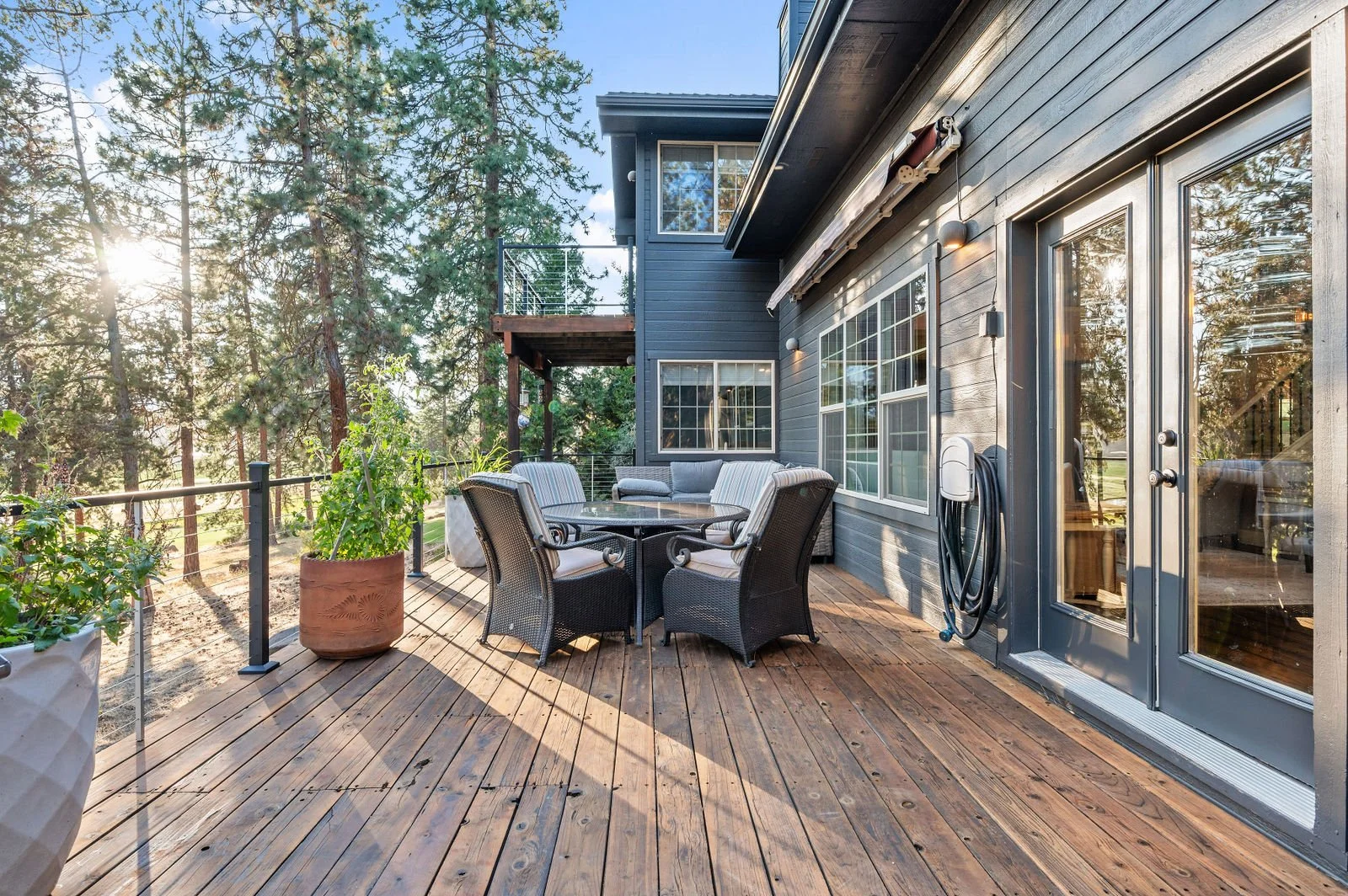Professional real estate photography exterior back porch. 