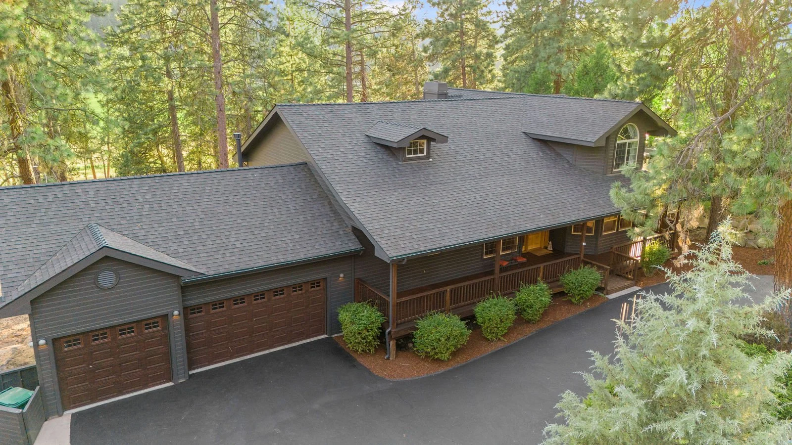 Professional real estate photography drone image of exterior of home. 