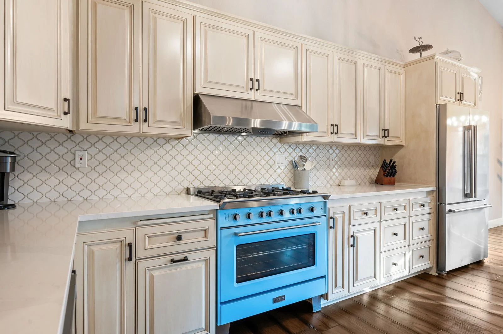 Professional real estate photography-Kitchen with focus of custom range. 