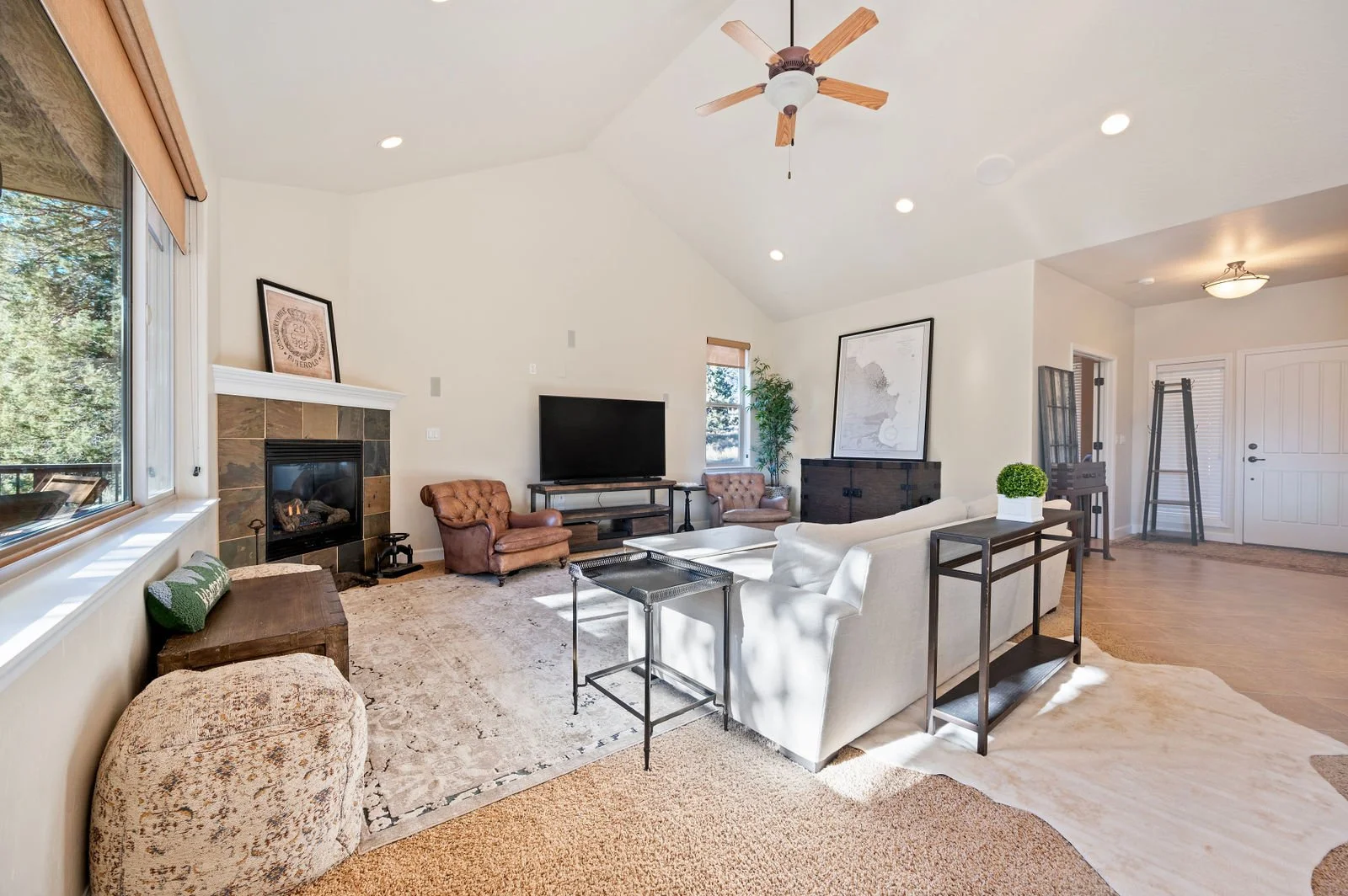 Professional photograph of a country modern living room space.