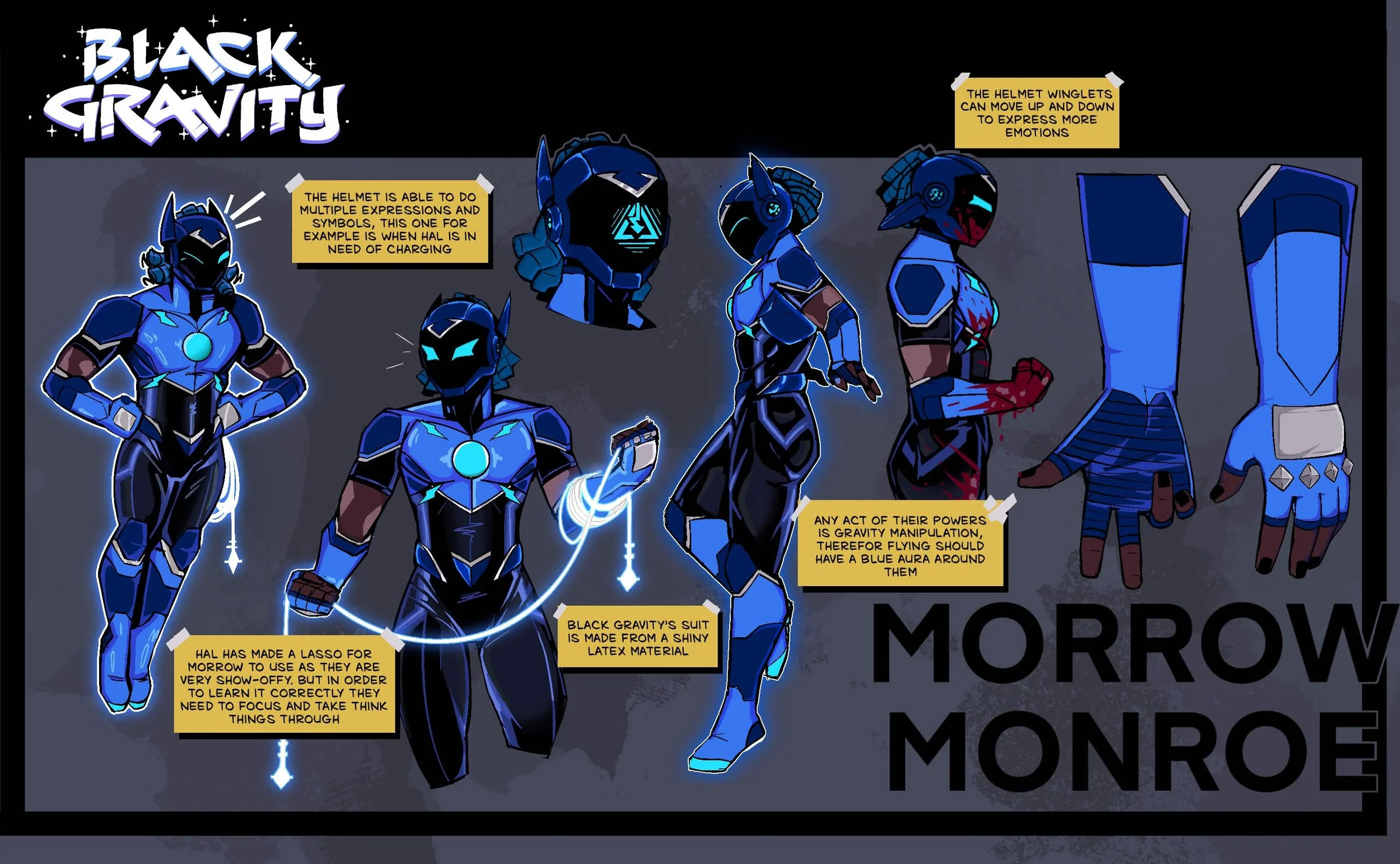 Black Gravity / Morrow Monroe Character Sheet w/ creator notes
