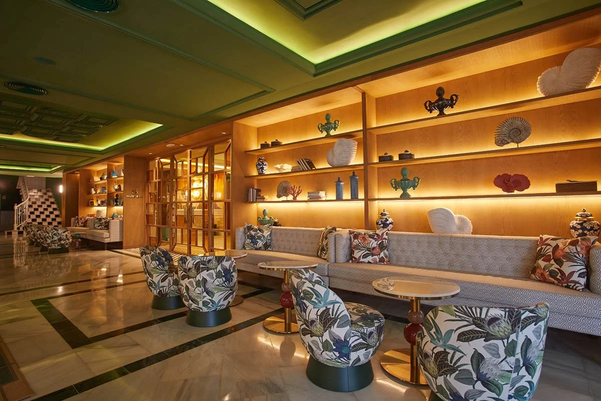 Colorful and tropical room decor in the lobby of Cayo Levantado Resort.