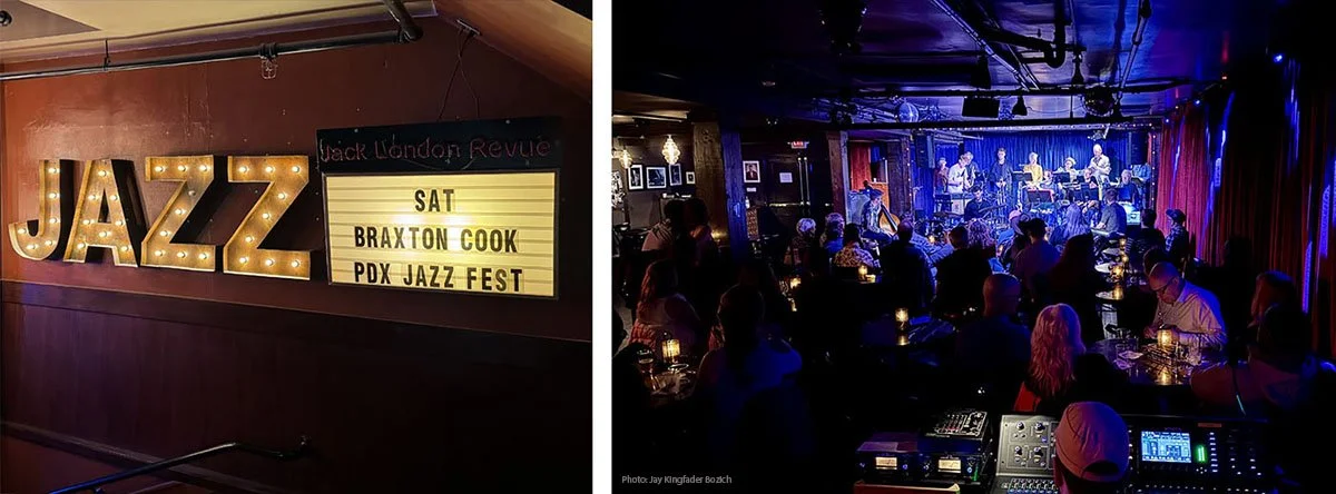 The fun ambiance in the old Jazz bar at the Jack London in Portland, Oregon.