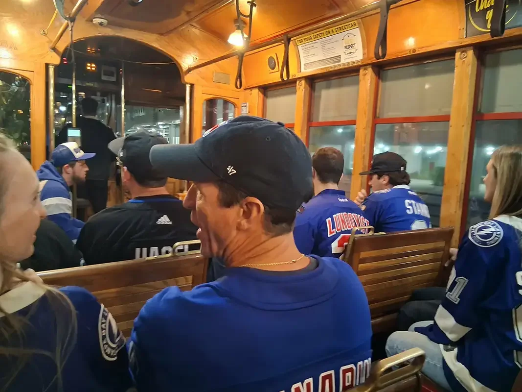 Tampa_Ybor street car with hockey fans_Jan 2026.webp