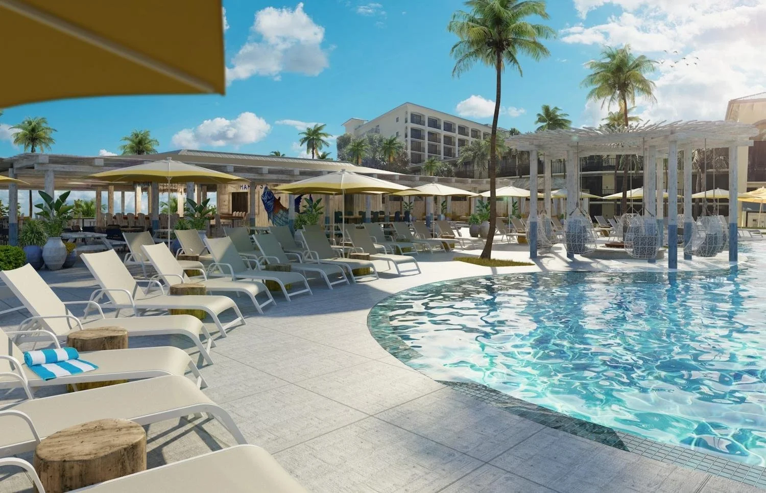 A glistening pool in the Florida sunshine at Sirata Beach Resort.