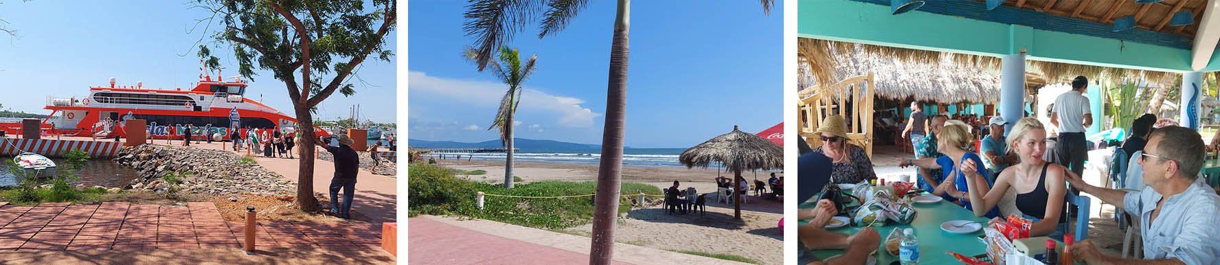 Tourists gather at Estero Beach Restaurant in San Blas.