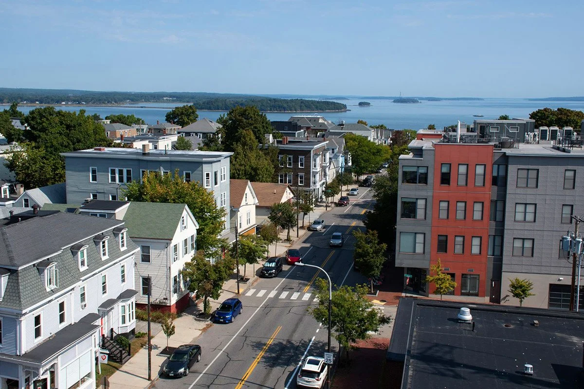 The view from the octagonal-shaped, 86-foot-high Observation Tower in Portland.