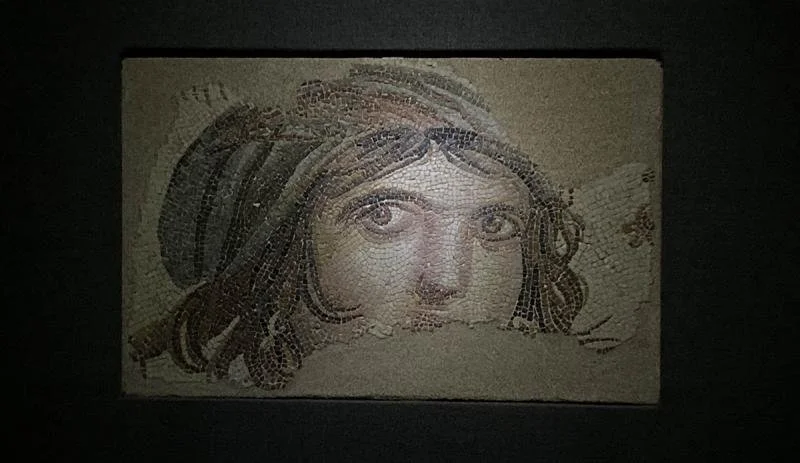 A gypsy girl mural at the Zeugma Mosaic Museum.