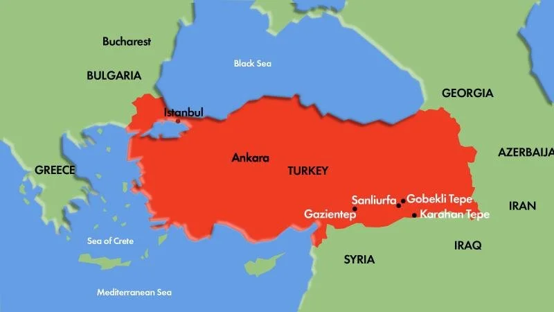A map of major historical sites in southern Turkey