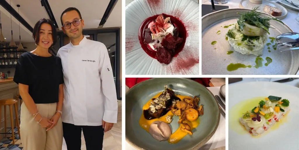 Chef Osman Serdaroğlu (pictured with his wife)  posing in a kitchen.