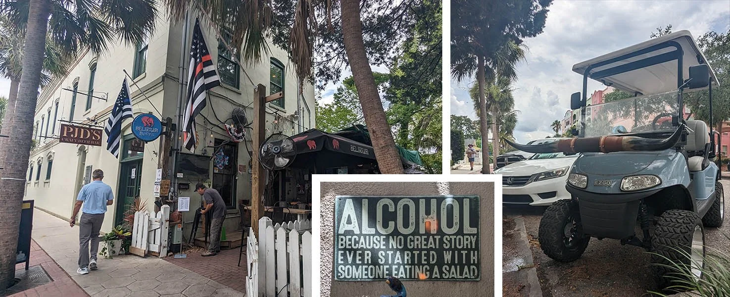 The outside of PJD's on Center street in AMelia Island.