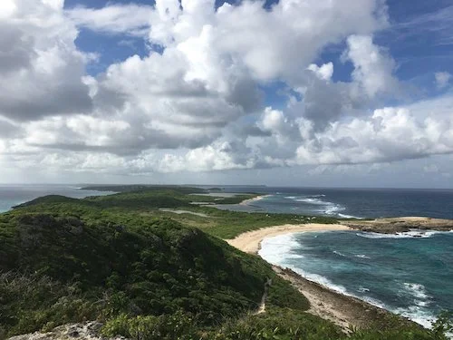 Mountains and hills along the ocean of Basse-terre.