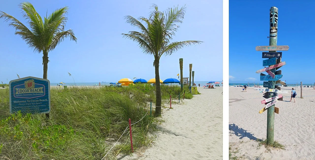 Blue skies and white sand at Cocoa Beach.