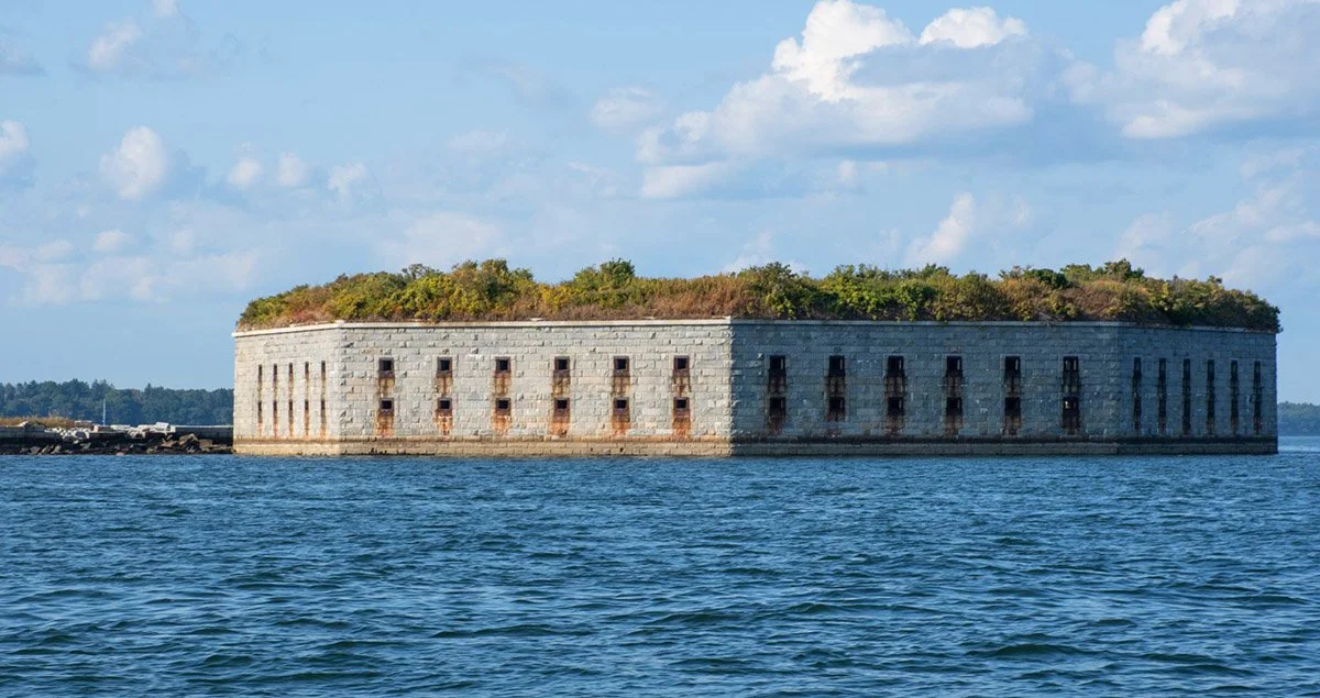 Fort Gorges, a fortress from the Civil War era, is located in Casco Bay, Portland,