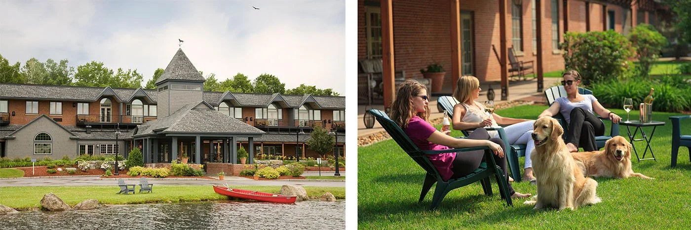 The outside of Lake Opechee Inn and Spa in New Hampshire.