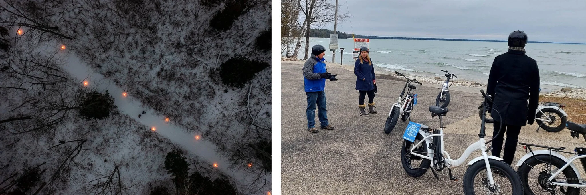 Dim lights in Whitefish Dunes State Park.