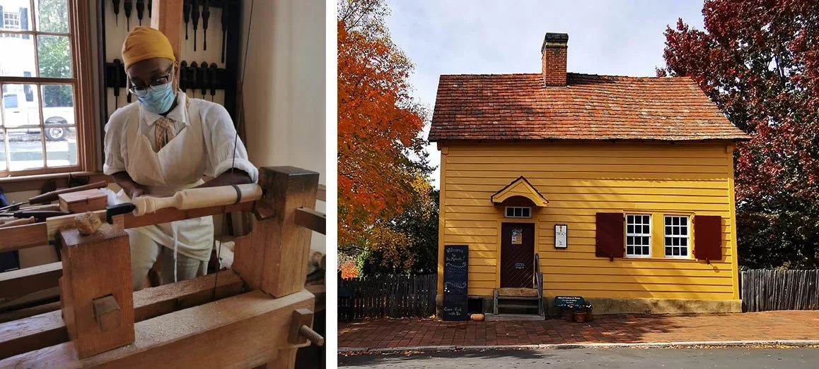 A bright yellow building in Old Salem.