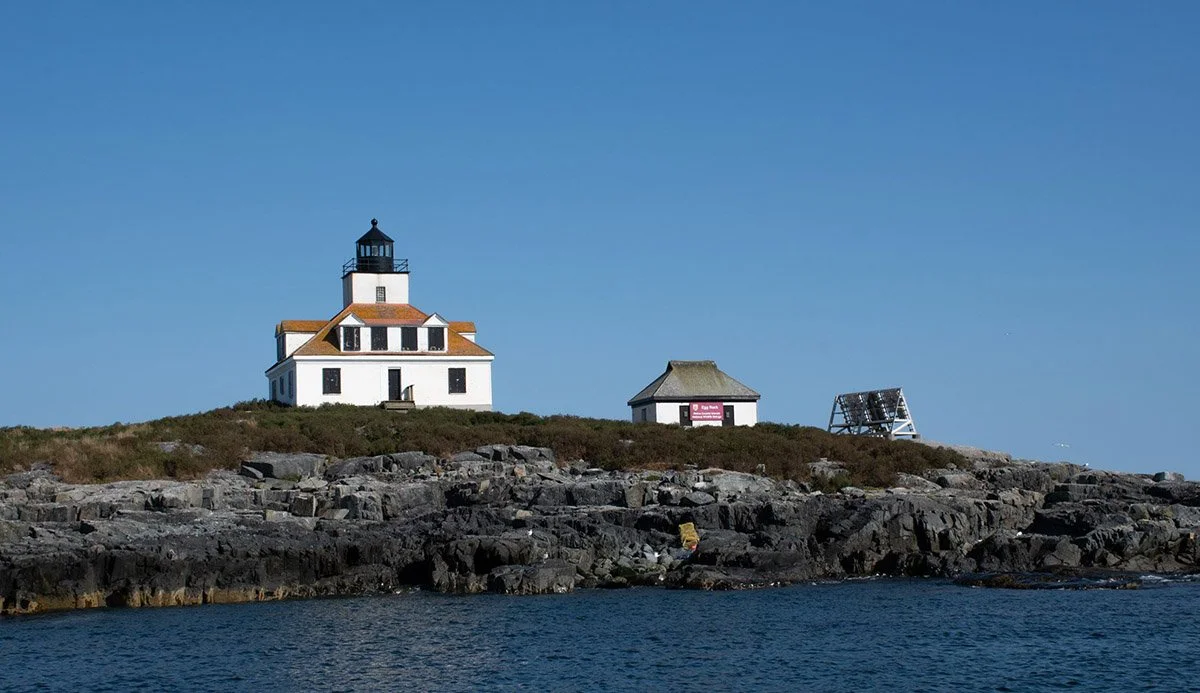 Egg Rock with the Egg Rock Lighthouse, as seen on the Lulu Lobster Tour.