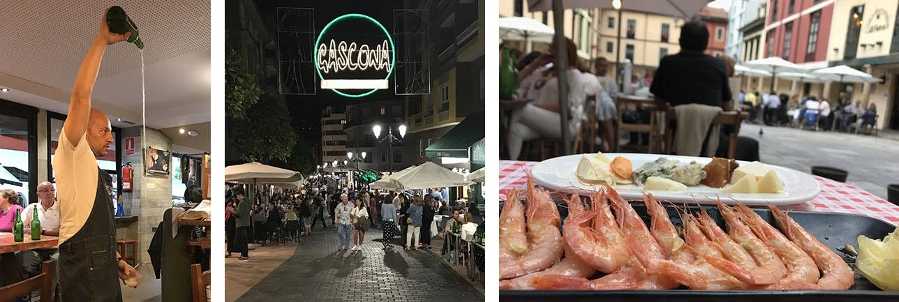 A man in Oviedo pours cidro from high in the air.