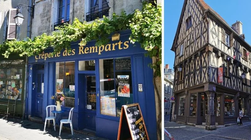 Old buildings and colourful walls in Bourges, France.