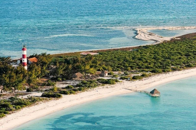 The bright blue waters of Sisal, Yucatan.