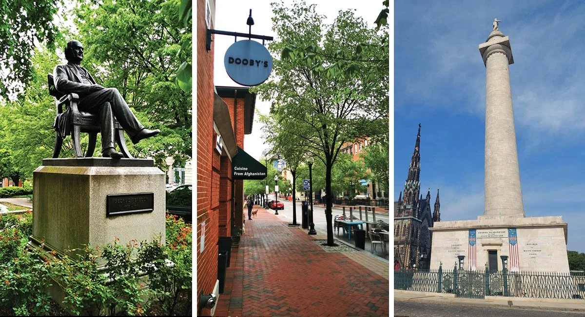 Large statues and monuments in Baltimore.