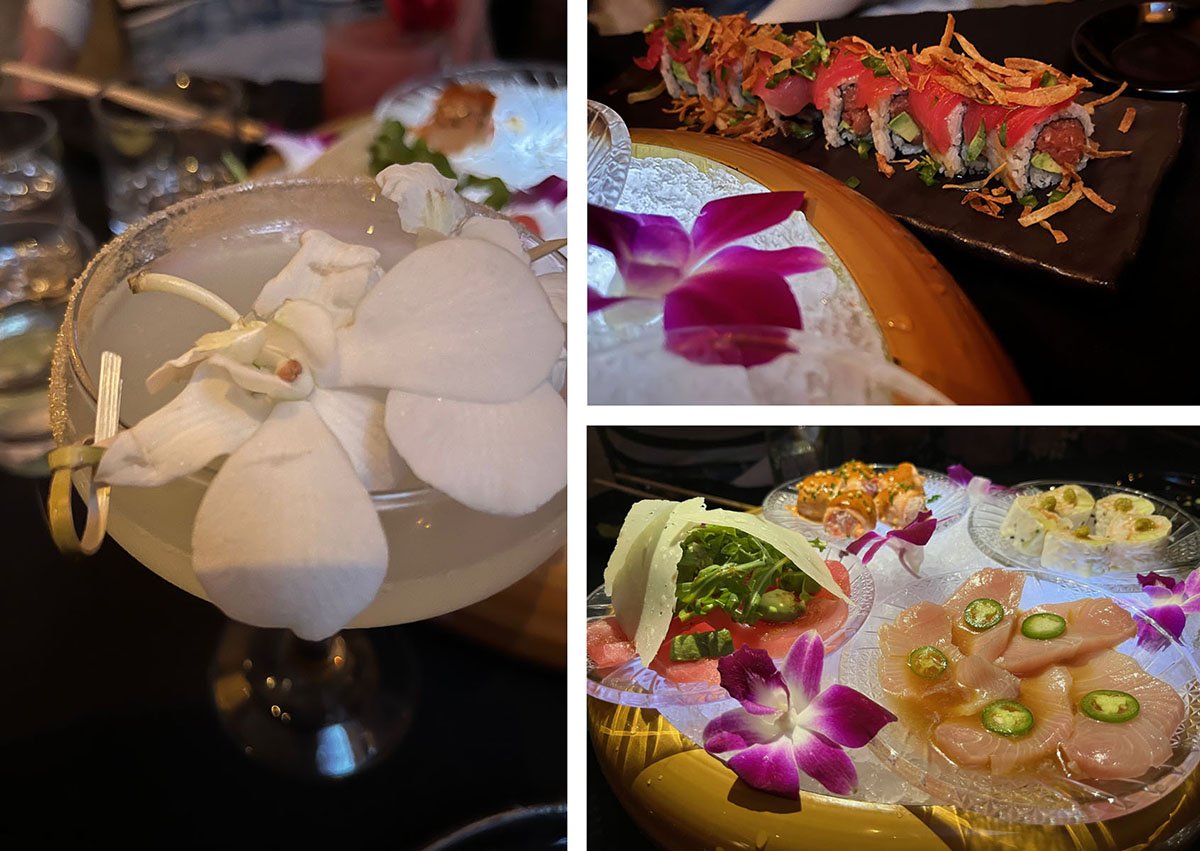 Sushi and and a cocktail from Kantana restaurant, one of the best sushi restaurants in Los Angeles.