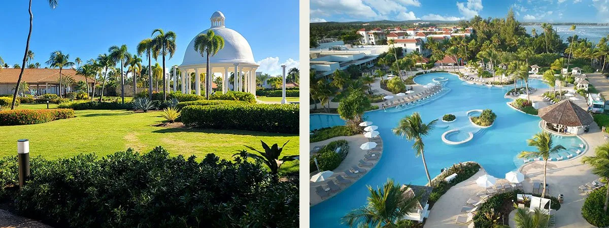 The big pools and gardens of the Hyatt Regency Grand Reserve.
