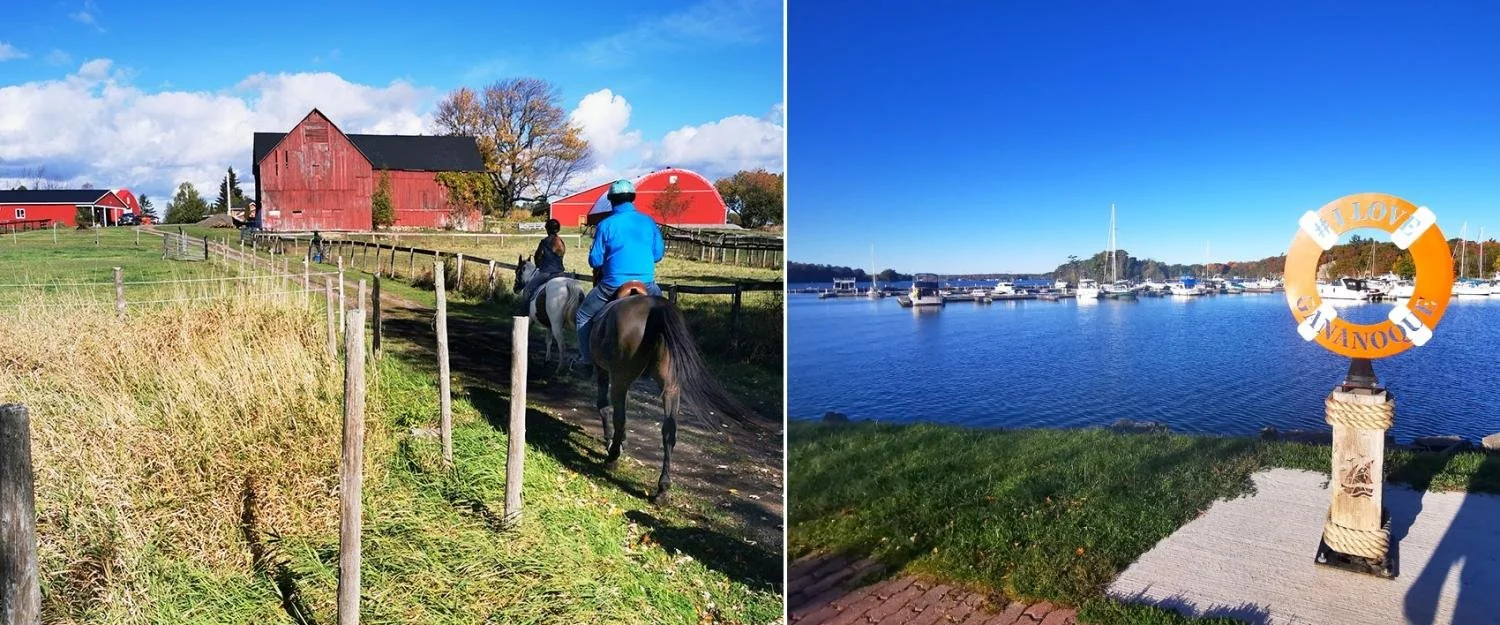 A group of tourists trail ride through the 1000 islands.