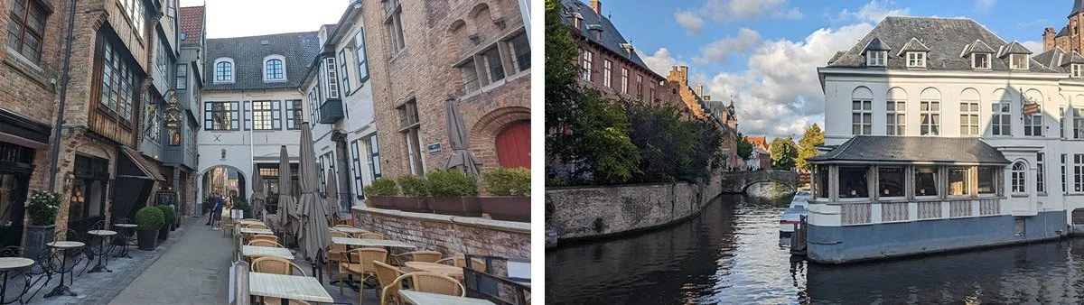 The picturesque canals and streets of Ghent stand tall with bricks and white colours.