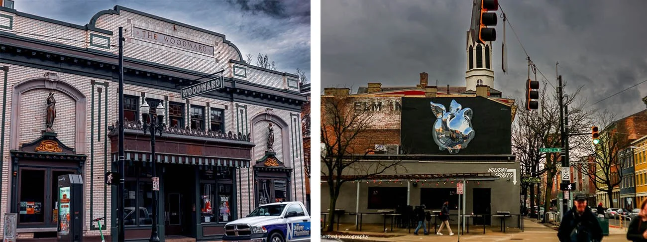 A white and brown building in Cincinnati, Ohio.