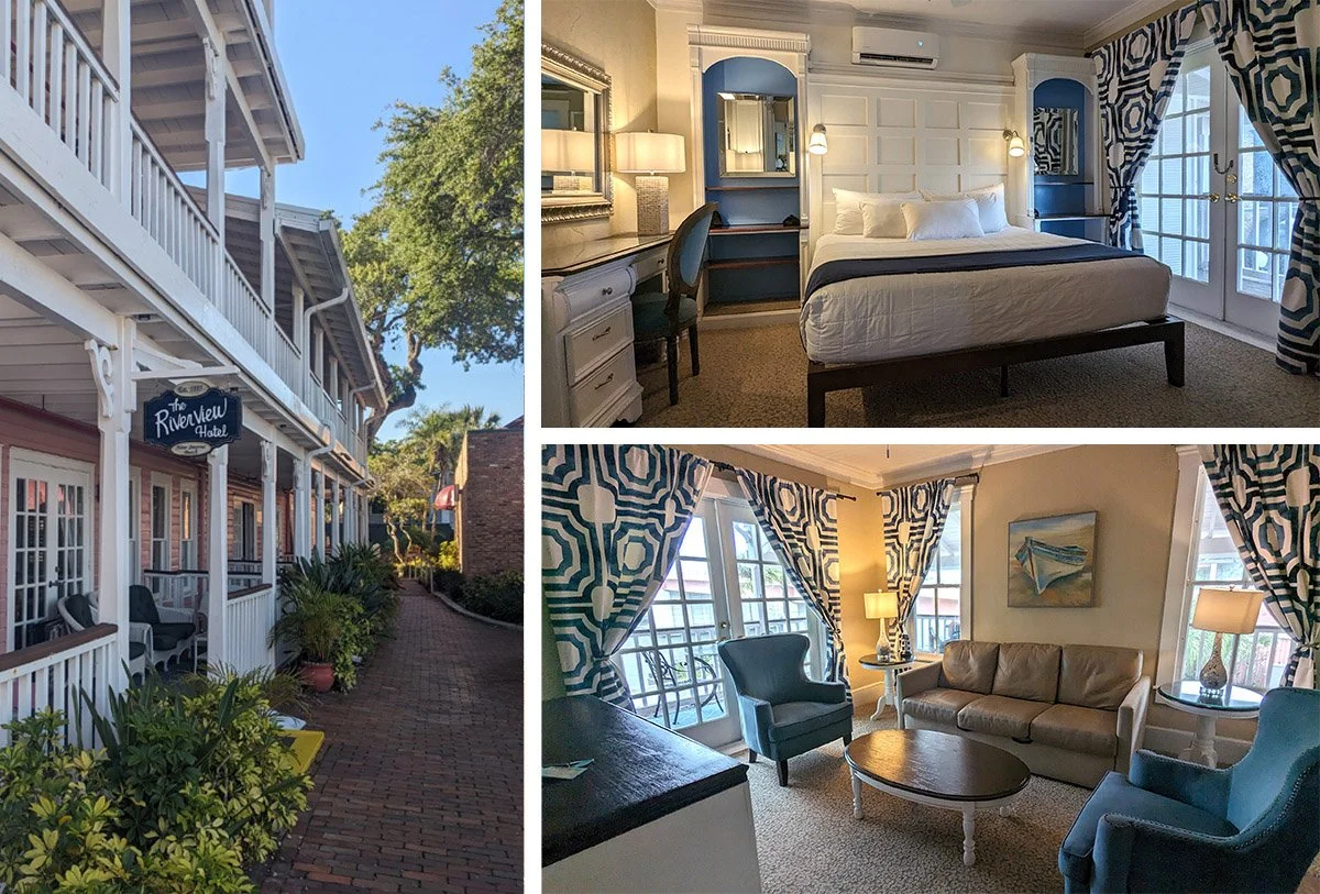 The rooms and alternate sideview of the Riverview in New Smyrna Beach.