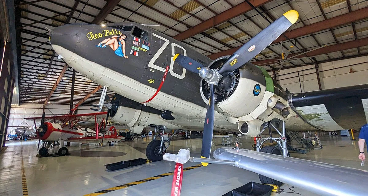Valiant Air Command’s refurbished planes, like this Douglas C-47 Skytrain, are regularly flown at airshows.