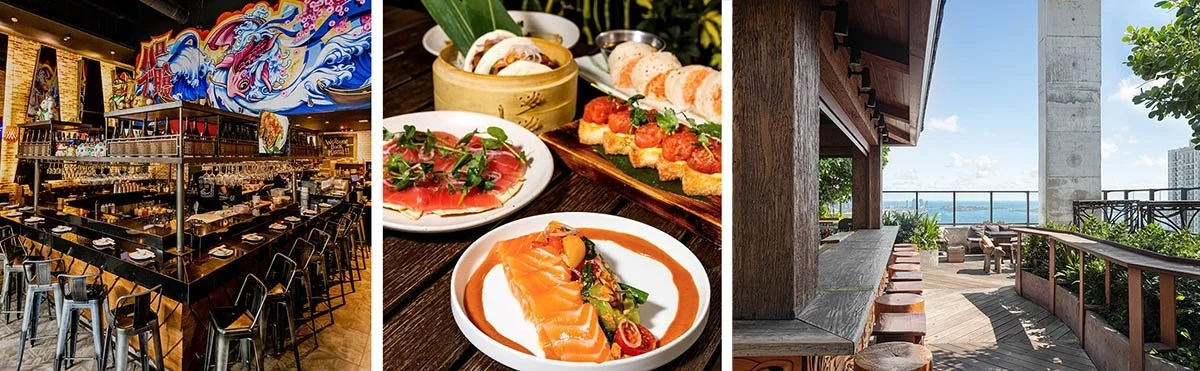 Plates of sushi line the counters ot Pubbelly in Brickell City Centre.