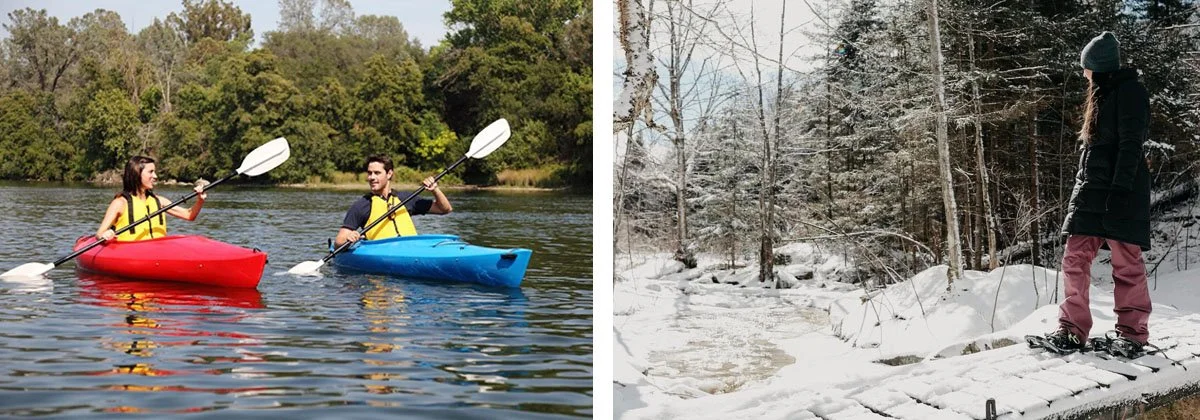 Snowshoeing and kayaking in Northern New York