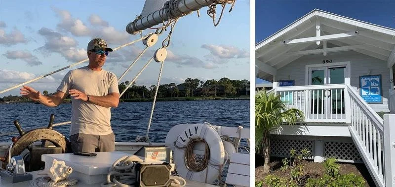 A man with a hat and sunglasses sails along the Treasure Coast in Florida.