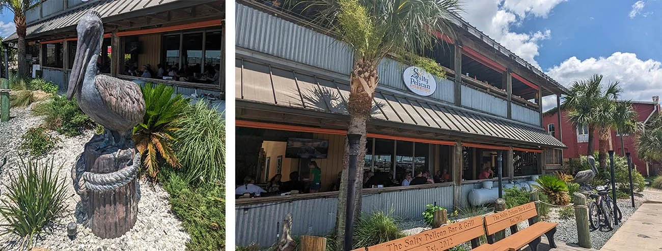 The outside of the Salty Pelican at Amelia Island.