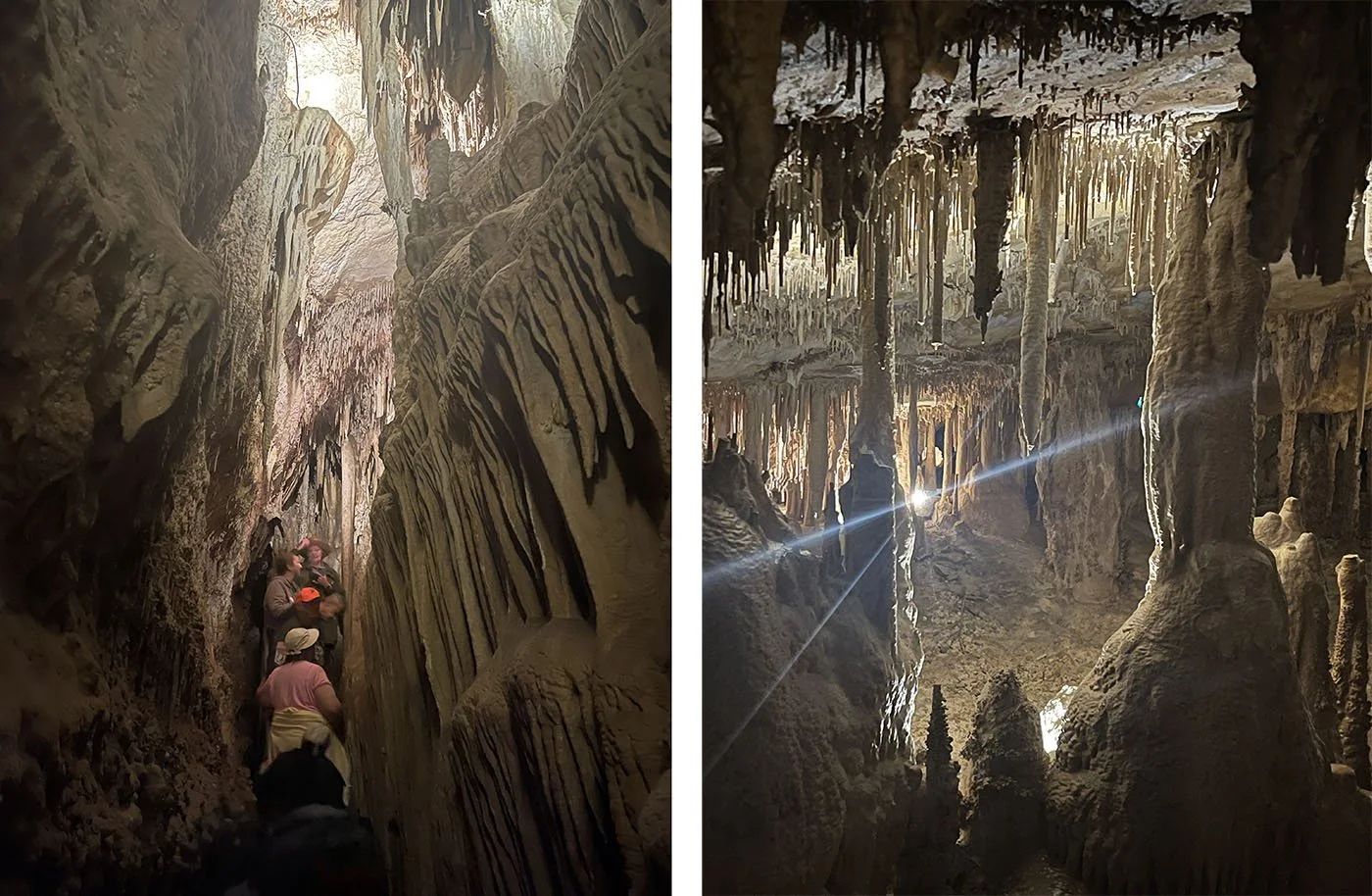 Tall cliffs and stalagmites at Lehman caves in the Great Basin National Park.