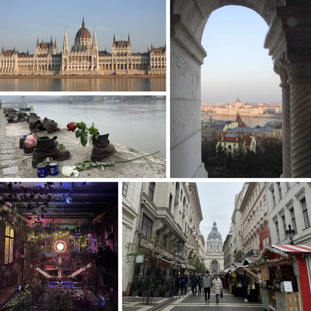 Budapests' Parliament and views from around the city during winter.