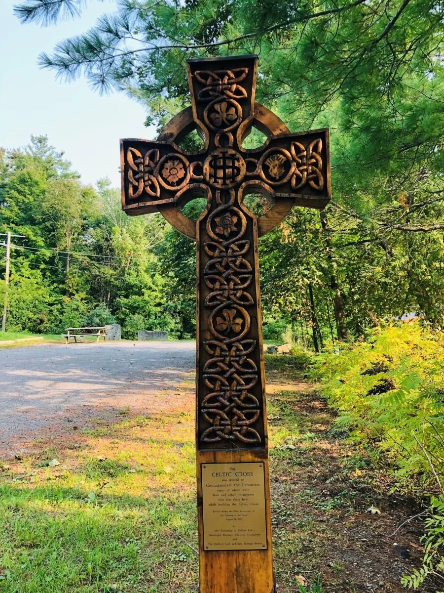 An intricate cross serving as a memorial to the Rideau Canal workers.