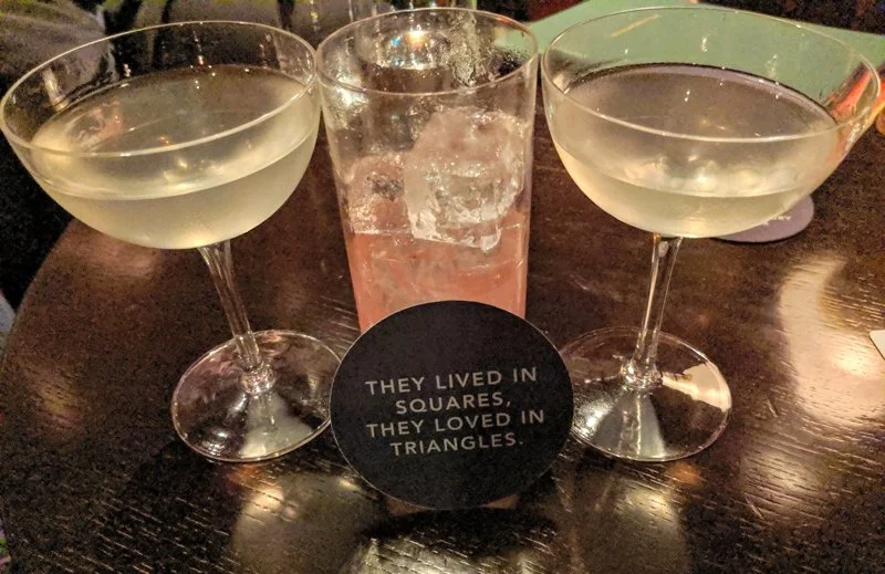 Cocktails with a quote from Dorothy Parker.