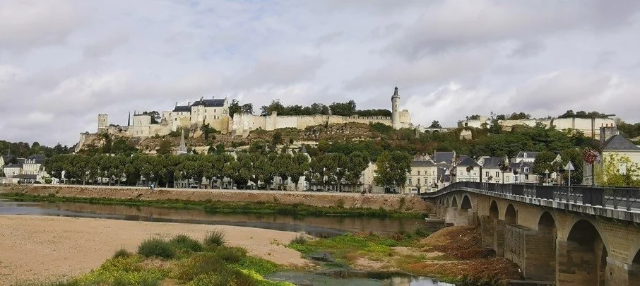 White buildings along cliffs in the Loire Valley.