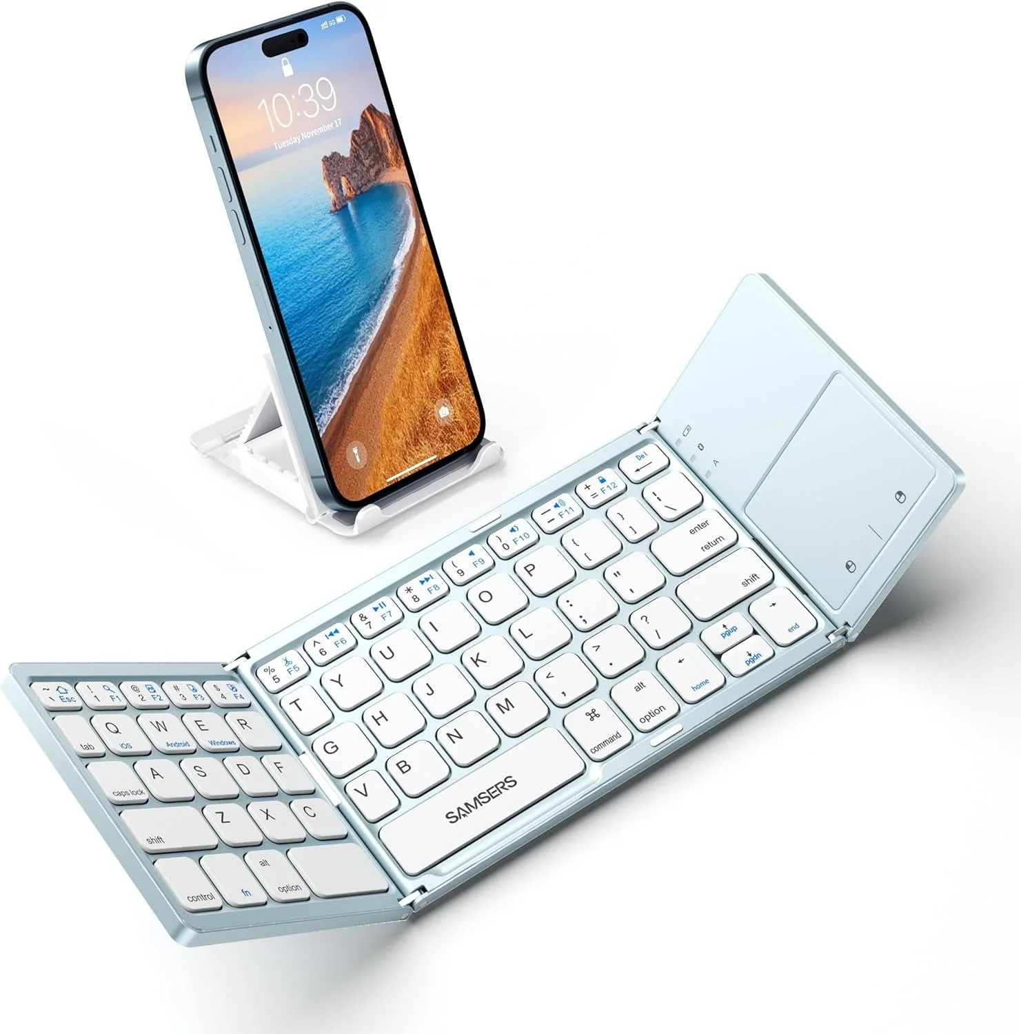 Foldable Bluetooth Keyboard with Touchpad - Portable Wireless Keyboard