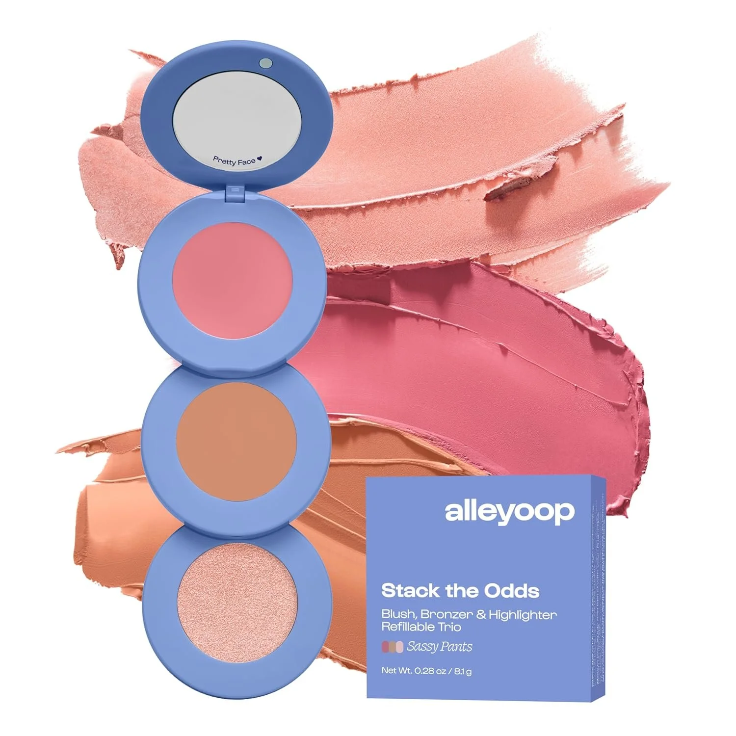 Alleyoop Stack The Odds - Stackable Makeup Palette - Cream Blush, Contour, Bronzer & Highlighter Blendable Cream Make up Palette 