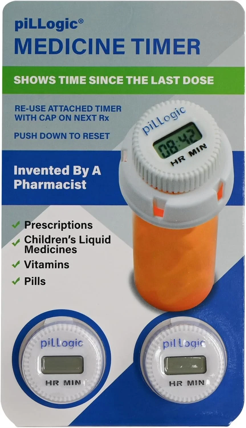  Medicine Timer-Pill Reminder for Prescriptions. I use these at home and for travel. Great for negotiating time changes.