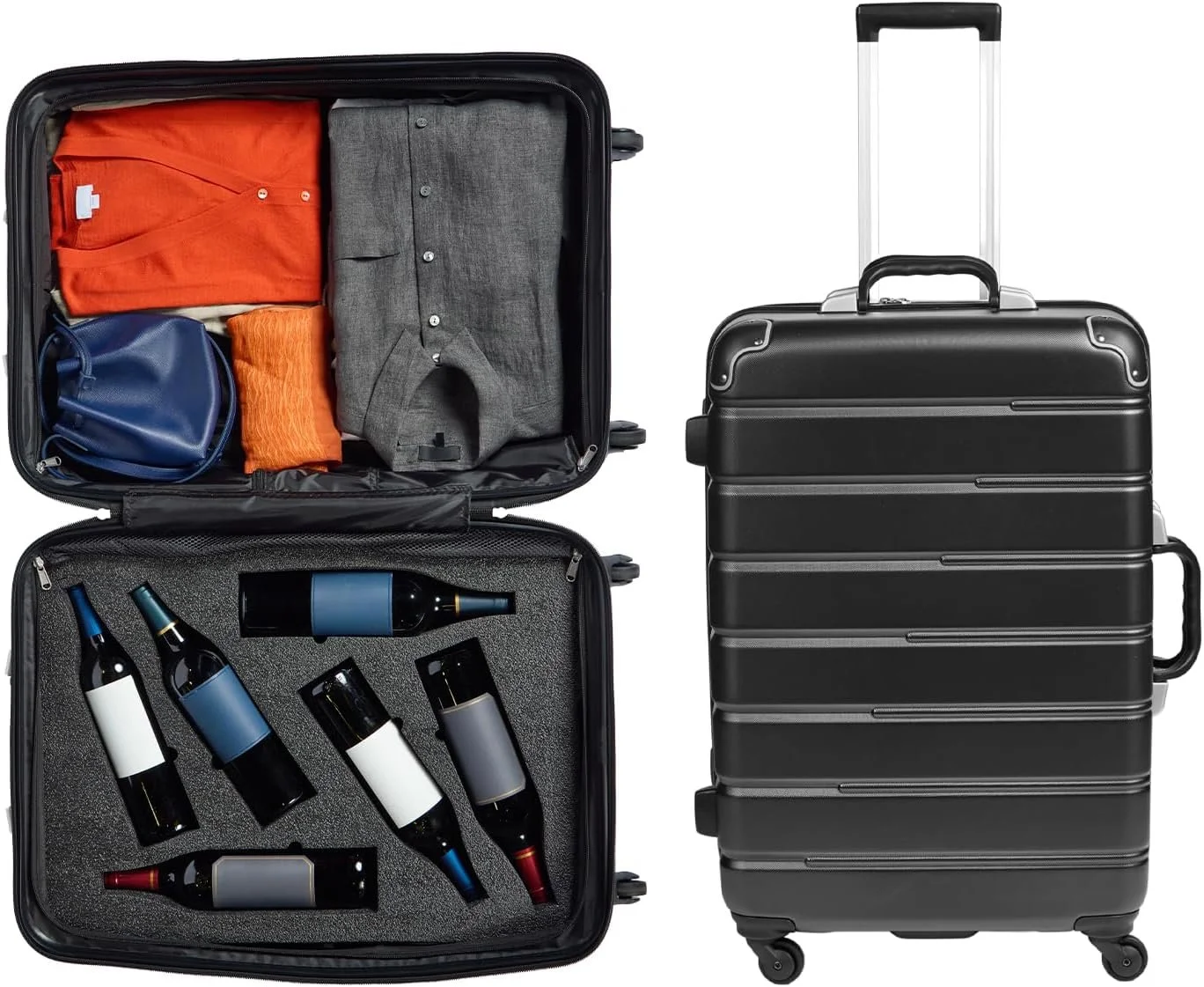 
FlyWithWine® by VinGardeValise 12 Bottle Hard Shell Wine Suitcase with Hinomoto 360 Degree Spinner Wheels for Airplanes, TSA Approved Wine Luggage