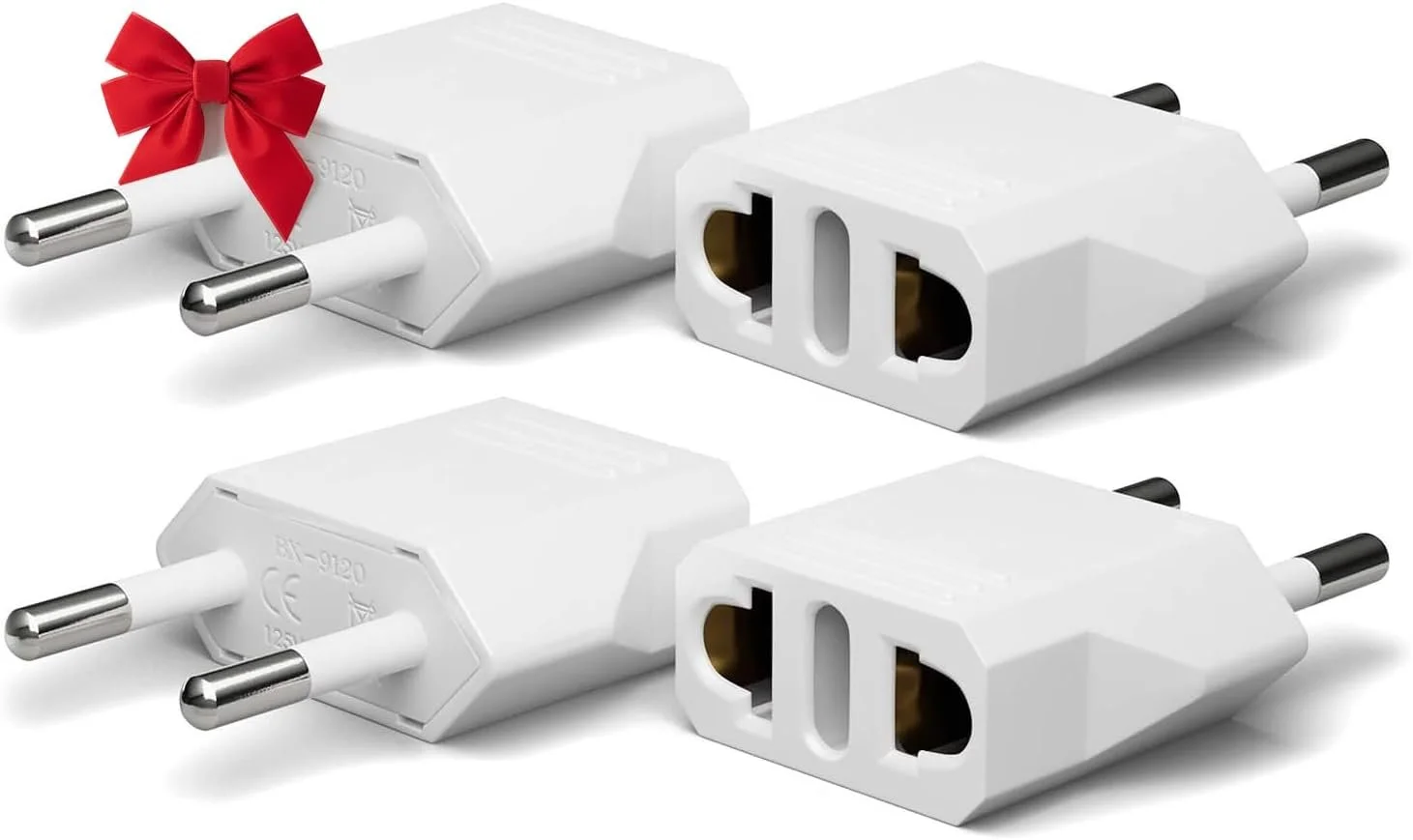 European (other continents available) travel adaptors for Dual Voltage appliances.