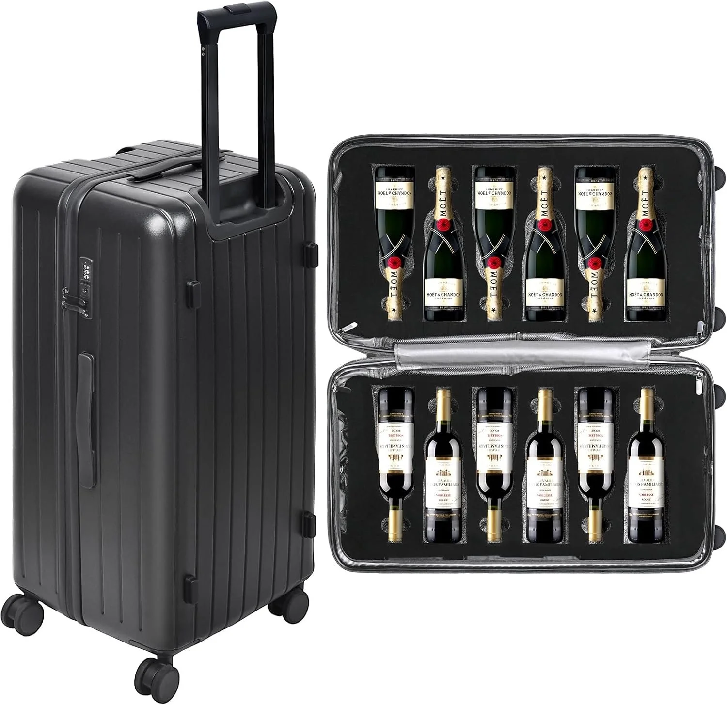 12-Bottle Wine Suitcase for Airplanes | TSA-Approved Checked Luggage | Durable PC Hard Shell & Shockproof Foam | Maximum Protection Travel Case