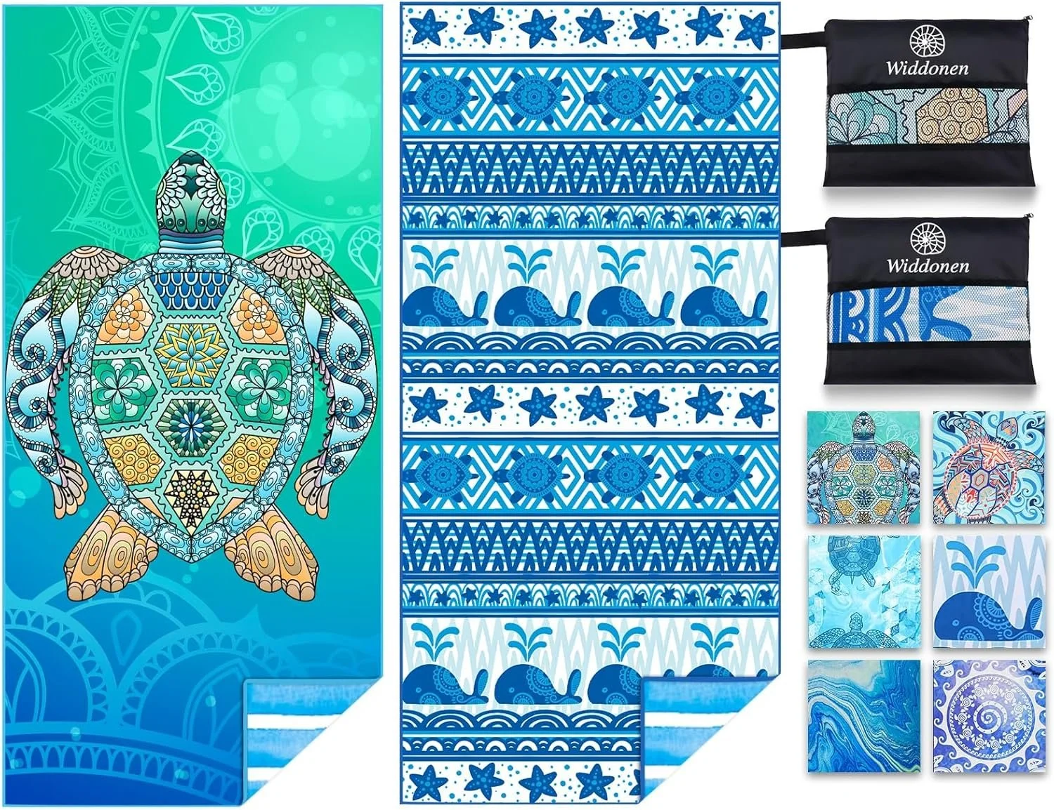 2 Pack Microfiber Lightweight Beach Towel Sand Free Quick Dry Absorbent. In it's own pouch,